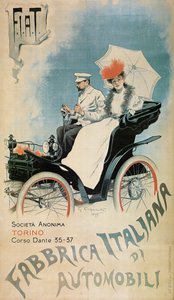 Erken bir FIAT arabasının reklamını yapan afiş, 1899